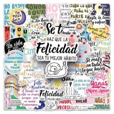 Set 50 Stickers Frases Motivacionales Decorativo Posivas